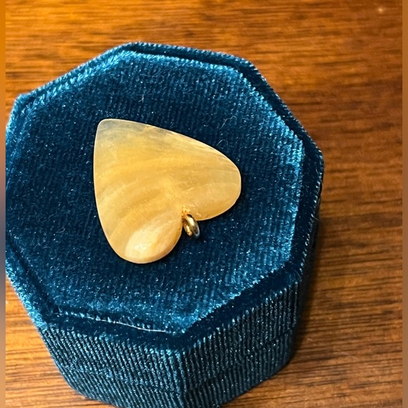 Butterscotch Banded Agate Carved Heart Charm - Picture 2 of 9